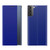 Side Display Magnetic Horizontal Flip Plain Texture Cloth + PC Case with Holder & Sleep / Wake-up Function For Samsung Galaxy S21+ 5G(Blue)