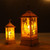 White Snowman Pattern Christmas Simulation Flame LED Lamp Desktop Decoration