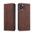 For iPhone 11 Pro Max Skin-feel Calfskin Texture Magnetic Dual-Fold Horizontal Flip Leather Case with Holder & Card Slots & Wallet (Coffee)