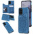 For Samsung Galaxy S20+ Flower Embossing Pattern Shockproof Protective Case with Holder & Card Slots & Photo Frame(Blue)
