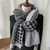 Classic Houndstooth Color Matching Scarf Women Autumn And Winter All-Match Warm Knitted Bib, Length (cm): 190cm(Gray)