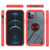 For iPhone 12 Pro Max Starry Sky Solid Color Series Shockproof PC + TPU Protective Case with Ring Holder & Magnetic Function(Red)