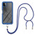 For Samsung Galaxy A22 5G Starry Sky Solid Color Series Shockproof PC + TPU Protective Case with Neck Strap(Blue)