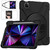 For iPad Pro 11 2022 / 2021 / 2020 / 2018 Silicone + PC Protective Tablet Case with Holder & Shoulder Strap(Black)