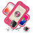 For iPhone 13 mini Shockproof Silicone + PC Protective Case with Dual-Ring Holder (Rose Red)