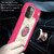 For iPhone 13 mini Shockproof Silicone + PC Protective Case with Dual-Ring Holder (Rose Red)