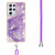 For Samsung Galaxy S21 Ultra 5G Electroplating Marble Pattern IMD TPU Shockproof Case with Neck Lanyard(Purple 002)