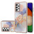 For Samsung Galaxy A52 4G/5G Electroplating Pattern IMD TPU Shockproof Case with Rhinestone Ring Holder(Milky Way White Marble)