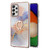 For Samsung Galaxy A52 4G/5G Electroplating Pattern IMD TPU Shockproof Case with Rhinestone Ring Holder(Milky Way White Marble)