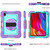 For iPad mini 6 360 Degree Rotation Contrast Color Shockproof Silicone + PC Tablet Case with Holder & Hand Grip Strap & Shoulder Strap(Purple+Mint Green)