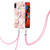 For Samsung Galaxy A11 / M11 Electroplating Splicing Marble Flower Pattern TPU Shockproof Case with Lanyard(Pink Flower)