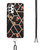 For Samsung Galaxy A72 5G / 4G Electroplating Splicing Marble Flower Pattern TPU Shockproof Case with Lanyard(Black Flower)