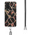 For Samsung Galaxy A82 5G Electroplating Splicing Marble Flower Pattern TPU Shockproof Case with Lanyard(Black Flower)