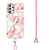 For Samsung Galaxy A72 5G / 4G Electroplating Splicing Marble Flower Pattern TPU Shockproof Case with Lanyard(Pink Flower)