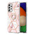 For Samsung Galaxy A52 5G / 4G Electroplating Splicing Marble Flower Pattern TPU Shockproof Case with Rhinestone Ring Holder(Pink Flower)