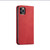 For iPhone 13 Skin-feel Calfskin Texture Magnetic Dual-Fold Horizontal Flip Leather Case with Holder & Card Slots & Wallet(Red)