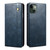 For iPhone 13 Simple Wax Crazy Horse Texture Horizontal Flip Leather Case with Card Slots & Wallet(Navy Blue)