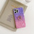 For iPhone 12 Pro Max Gradient Color Shell Texture IMD TPU Shockproof Case with Ring Holder(Gradient Purple Pink)