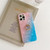 For iPhone 12 Pro Max Gradient Color Shell Texture IMD TPU Shockproof Case with Ring Holder(Gradient Pink Blue)