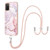 For Samsung Galaxy A02s EU Version 164mm Electroplating Marble Pattern IMD TPU Shockproof Case with Neck Lanyard(Rose Gold 005)