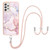 For Samsung Galaxy A72 5G / 4G Electroplating Marble Pattern IMD TPU Shockproof Case with Neck Lanyard(Rose Gold 005)