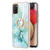 For Samsung Galaxy A02s EU Version 164mm Electroplating Marble Pattern IMD TPU Shockproof Case with Ring Holder(Green 003)