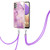 For Samsung Galaxy A32 5G Electroplating Marble Pattern IMD TPU Shockproof Case with Neck Lanyard(Purple 001)