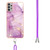 For Samsung Galaxy A32 5G Electroplating Marble Pattern IMD TPU Shockproof Case with Neck Lanyard(Purple 001)
