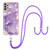 For Samsung Galaxy A32 5G Electroplating Marble Pattern IMD TPU Shockproof Case with Neck Lanyard(Purple 002)