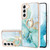 For Samsung Galaxy S22+ Electroplating Marble IMD TPU Phone Case with Ring Holder(Green 003)