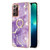 For Samsung Galaxy Note20 Ultra Electroplating Marble IMD TPU Phone Case with Ring Holder(Purple 002)