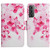 For Samsung Galaxy S22+ 5G Painted Pattern Horizontal Flip Leather Phone Case(Red Flower)