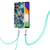 For Samsung Galaxy S22 Ultra 5G Electroplating Splicing Marble TPU Phone Case with Lanyard(Blue Green)