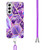 For Samsung Galaxy S22+ 5G Electroplating Splicing Marble TPU Phone Case with Lanyard(Dark Purple)
