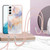 For Samsung Galaxy S22+ 5G Electroplating IMD TPU Phone Case with Lanyard(White Marble)