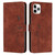 For iPhone 12 Pro Max Skin Feel Heart Pattern Leather Phone Case(Brown)