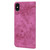 For iPhone X / XS Cartoon Sakura Cat Embossed Leather Case(Rose Red)