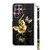For Samsung Galaxy S22 Ultra 5G 3D Painted Leather Phone Case(Golden Swallow Butterfly)