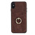 For iPhone X Vintage Patch Leather Phone Case with Ring Holder(Brown)