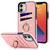 For iPhone 12 mini Vintage Patch Leather Phone Case with Ring Holder (Pink)