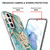 For Samsung Galaxy S21  5G Electroplating Splicing Marble Flower Pattern TPU Shockproof Case with Rhinestone Ring Holder(Blue Flower)