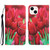 For iPhone 13 mini Colored Drawing Leather Phone Case (Tulips)