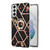 For Samsung Galaxy S21  5G Electroplating Splicing Marble Flower Pattern TPU Shockproof Case with Rhinestone Ring Holder(Black Flower)
