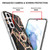 For Samsung Galaxy S21  5G Electroplating Splicing Marble Flower Pattern TPU Shockproof Case with Rhinestone Ring Holder(Black Flower)