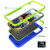 For iPhone 13 Pro Max Wave Pattern 3 in 1 Silicone + PC Shockproof Protective Case (Blue+Olivine)