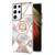 For Samsung Galaxy S21 Ultra 5G Electroplating Splicing Marble Flower Pattern TPU Shockproof Case with Rhinestone Ring Holder(Imperial Crown)