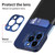 For iPhone 12 Contrasting Colors Invisible Holder Phone Case(Dark Black Blue)
