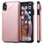 For iPhone XS Max Shockproof Calf Texture Protective Case with Holder & Card Slots & Frame(Rose Gold)