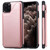 For iPhone 11 Pro Max Shockproof Calf Texture Protective Case with Holder & Card Slots & Frame(Rose Gold)