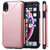 For iPhone XR Shockproof Calf Texture Protective Case with Holder & Card Slots & Frame(Rose Gold)